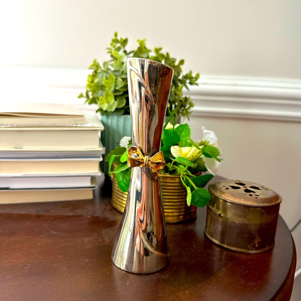 Vintage Silver Vase with bow